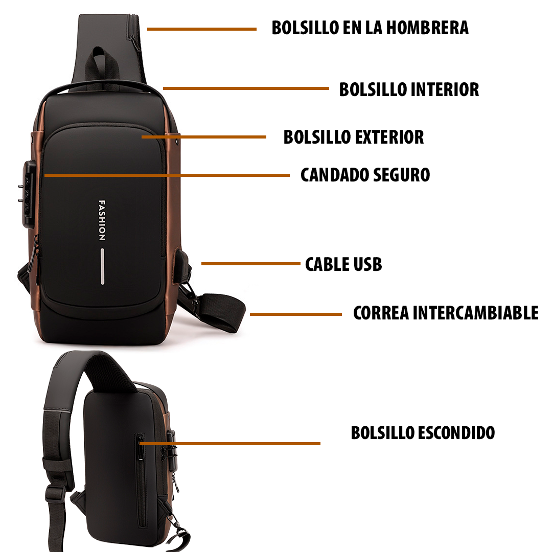 Bolso Antirrobo Puerto Usb Bolso Cruzad